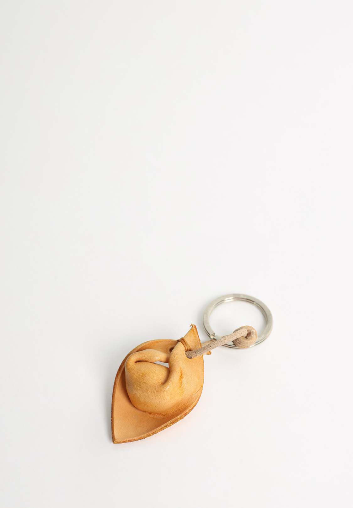 Handmade leather tortellino keychain